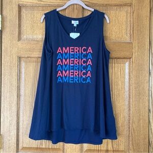 NWT LuLaRoe Kristina Blue America Tank Top Large